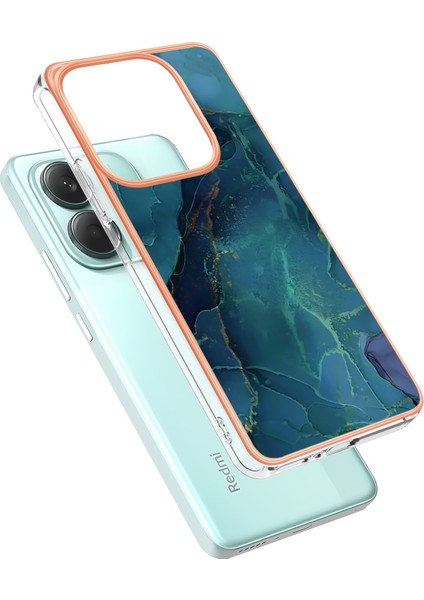 Xiaomi Redmi Note 14 5g Tpu Kılıf Mermer Desen 2.0mm Galvanik Telefon Arka Kapak-Yeşil Için (Yurt Dışından) modelleri