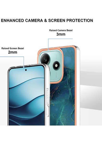 Xiaomi Redmi Note 14 5g Tpu Kılıf Mermer Desen 2.0mm Galvanik Telefon Arka Kapak-Yeşil Için (Yurt Dışından) fırsatları