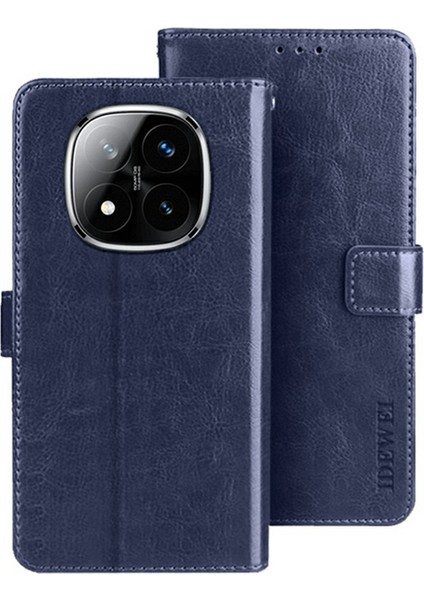 Xiaomi Redmi Note 14 Pro 5g/poco X7 5g Crazy Horse Dokulu Deri Telefon Kılıfı-Koyu Mavi (Yurt Dışından)