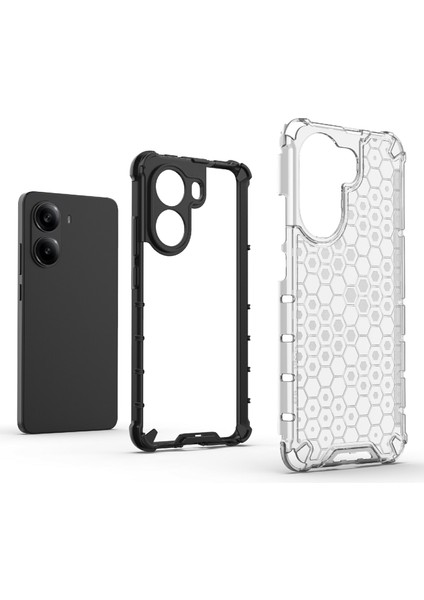 Xiaomi Poco X7 Pro 5g/redmi Turbo 4 5g Kılıf Pc+Tpu Petek Şekli-Siyah Için (Yurt Dışından)