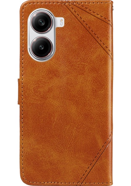 Xiaomi Redmi Turbo 4 5g Geometrik Çizgi Tasarımlı Cüzdan Bilek Kayışı-Kahverengi (Yurt Dışından) modelleri