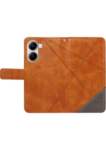 Xiaomi Redmi Turbo 4 5g Geometrik Çizgi Tasarımlı Cüzdan Bilek Kayışı-Kahverengi (Yurt Dışından) fırsatları