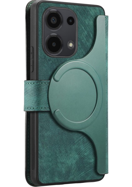 Xiaomi Redmi Için Not 13 Pro 4g Kılıf Caseneo Ayrılabilir Manyetik Rfıd Blok Deri Telefon Cüzdan Kapağı-Yeşil (Yurt Dışından) modelleri