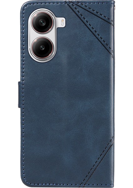 Xiaomi Redmi Turbo 4 5g Bilek Kayışlı Geometrik Çizgi Tasarımlı Cüzdan-Mavi (Yurt Dışından) modelleri