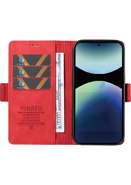 Xiaomi Redmi Note 14 Pro 4g Yıkatu YK-005 Ten Dokunma Duygusu Cüzdan Telefon Kapağı-Kırmızı (Yurt Dışından)