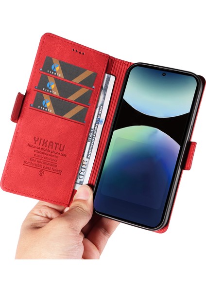 Xiaomi Redmi Note 14 Pro 4g Yıkatu YK-005 Ten Dokunma Duygusu Cüzdan Telefon Kapağı-Kırmızı (Yurt Dışından)