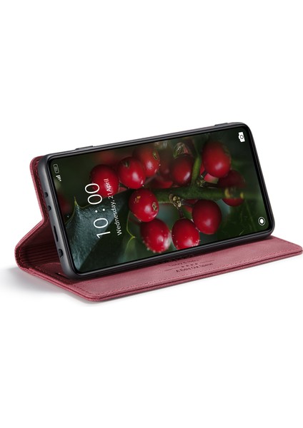 Xiaomi Poco X5 Pro 5g/xiaomi Redmi Not 12 Pro 5g Autspace A01 Rfıd Engelleme Kart Tutucu ile Deri Stand Kapağı-Kırmızı (Yurt Dışından)