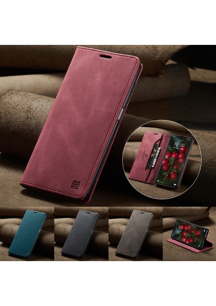 Xiaomi Poco X5 Pro 5g/xiaomi Redmi Not 12 Pro 5g Autspace A01 Rfıd Engelleme Kart Tutucu ile Deri Stand Kapağı-Kırmızı (Yurt Dışından)