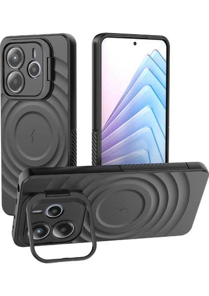 Xiaomi Redmi Için Not 14 5g Kılıf Magsafe Pc Kickstand Dalgalanma Doku Tpu Telefon Kapağı ile Uyumlu (Yurt Dışından)