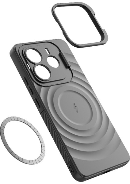 Xiaomi Redmi Için Not 14 5g Kılıf Magsafe Pc Kickstand Dalgalanma Doku Tpu Telefon Kapağı ile Uyumlu (Yurt Dışından)