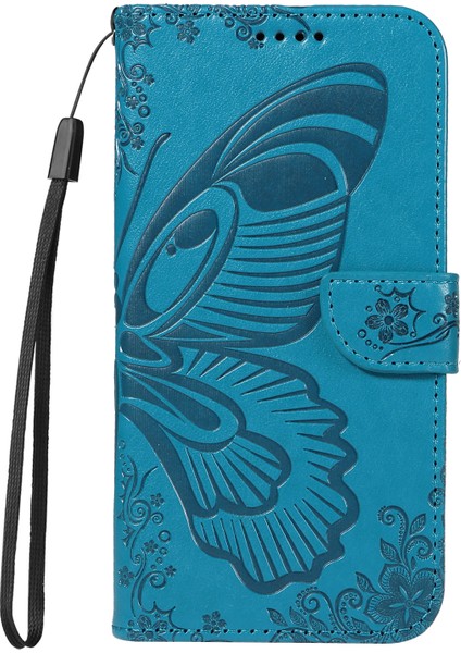 Xiaomi Redmi Note 14 4g (163.25X76.55X8.16MM) Kılıf Desenli Pu Deri Folyo Flip Telefon Kapağı - Mavi (Yurt Dışından)