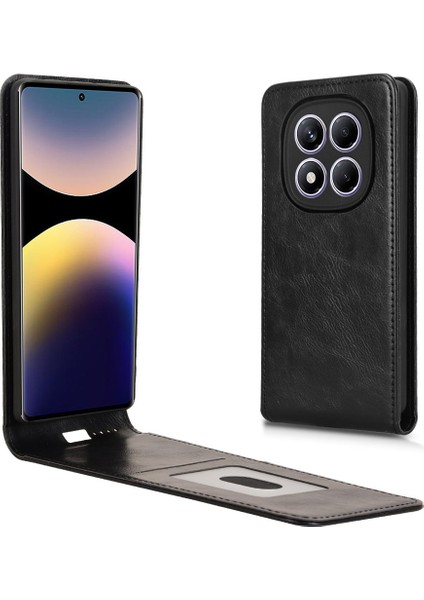 Xiaomi Redmi Için Not 14 Pro 4g Kılıf Kart Yuvası ile Manyetik Dikey Çevirme Deri Telefon Kapağı-Balck (Yurt Dışından)