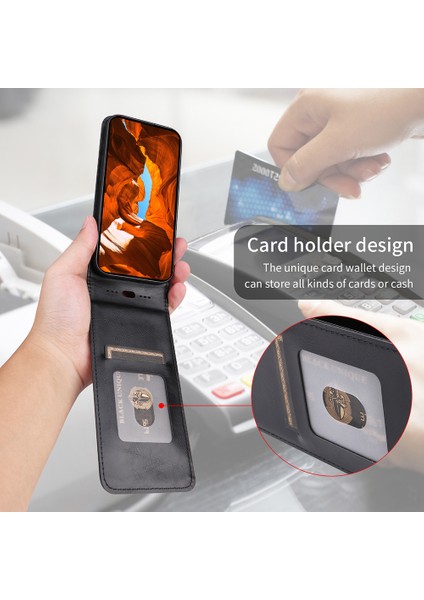 Xiaomi Redmi Için Not 14 Pro 4g Kılıf Kart Yuvası ile Manyetik Dikey Çevirme Deri Telefon Kapağı-Balck (Yurt Dışından)