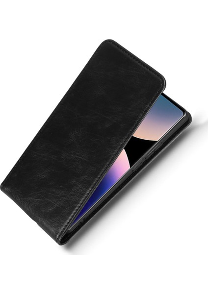 Xiaomi Redmi Için Not 14 Pro 4g Kılıf Kart Yuvası ile Manyetik Dikey Çevirme Deri Telefon Kapağı-Balck (Yurt Dışından)