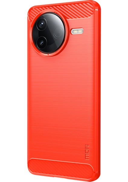Xiaomi Redmi K80 5g Arka Kapak Mofı Fırçalanmış Doku Karbon Fiber Yumuşak Tpu Kılıf-Kırmızı (Yurt Dışından)