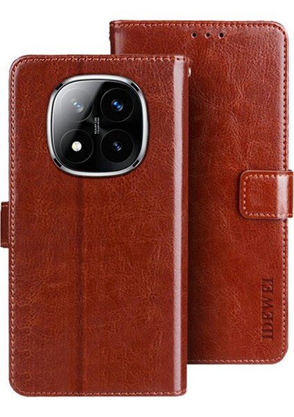 Xiaomi Redmi Note 14 Pro 5g/poco X7 5g Crazy Horse Doku Deri Telefon Kapağı-Kahverengi (Yurt Dışından)