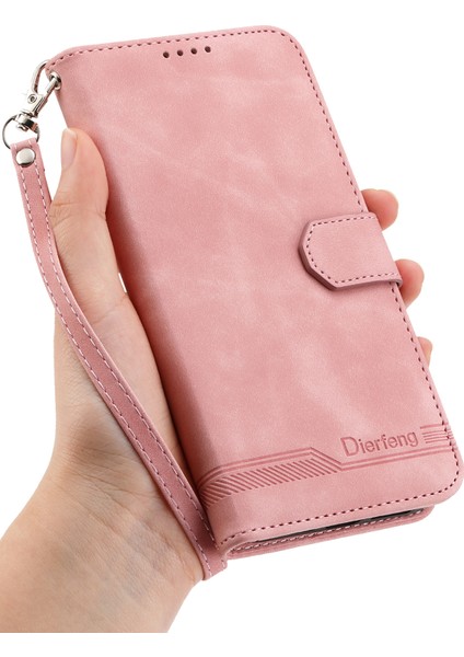 Xiaomi Redmi Note 14 4g (163.25X76.55X8.16MM) Hatları Baskılı Cüzdan Telefon Kapağı-Pembe (Yurt Dışından)