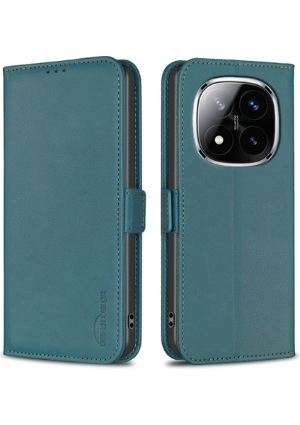 Xiaomi Redmi Note 14 Pro 4g Kılıf Pu Deri Flip Folio Telefon Cüzdan Kapağı-Yeşil (Yurt Dışından)
