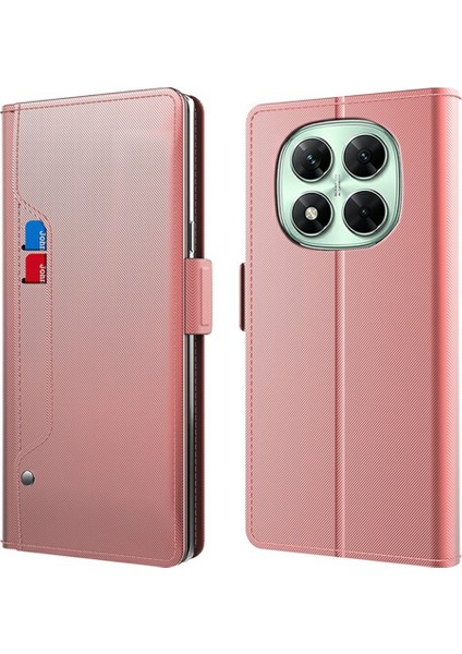Xiaomi Redmi Note 14 Pro 4g Kılıf Standı Pu Deri Kart Tutucu Ayna-Gül Altın (Yurt Dışından)