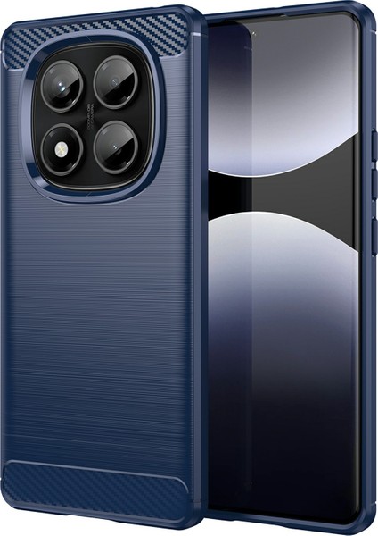 Xiaomi Redmi Note 14 Pro 4G Kılıf Koruyucu Karbon Fiber Doku Fırçalanmış-Mavi için (Yurt Dışından)