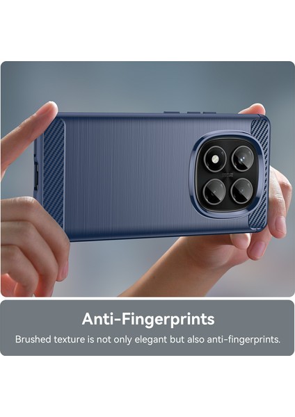 Xiaomi Redmi Note 14 Pro 4G Kılıf Koruyucu Karbon Fiber Doku Fırçalanmış-Mavi için (Yurt Dışından) indirimleri