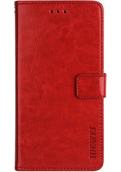 Xiaomi Redmi Note 14 Pro 5g/poco X7 5g Crazy Horse Doku Deri Telefon Kapağı-Kırmızı (Yurt Dışından)