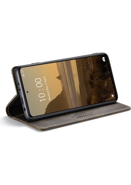 Xiaomi Poco X5 Pro 5g/xiaomi Redmi Not 12 Pro 5g Autspace A01 Rfıd Engelleme Kart Tutucu-Kahve ile Deri Stand Kapağı (Yurt Dışından)