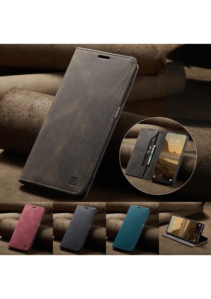 Xiaomi Poco X5 Pro 5g/xiaomi Redmi Not 12 Pro 5g Autspace A01 Rfıd Engelleme Kart Tutucu-Kahve ile Deri Stand Kapağı (Yurt Dışından)