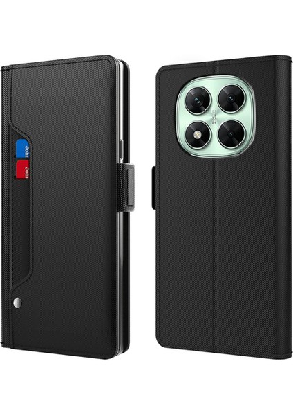 Xiaomi Redmi Note 14 Pro 4g Kılıf Standı Pu Deri Kart Tutucu Ayna-Siyah (Yurt Dışından)