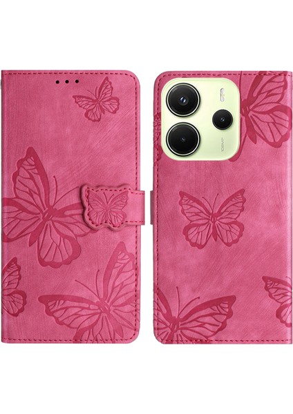 Xiaomi Redmi Note 14 4g (163.25X76.55X8.16MM) Kılıf Tasarım Kapaklı Cüzdan Deri Cilt-Dokunmatik-Gül (Yurt Dışından)