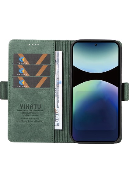 Xiaomi Redmi Note 14 Pro 4g Yıkatu YK-005 Ten Dokunma Duygusu Cüzdan Telefon Kapağı-Yeşil (Yurt Dışından)