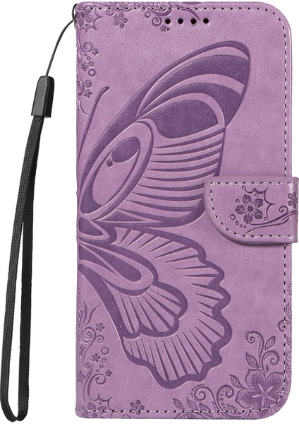 Xiaomi Redmi Note 14 4g (163.25X76.55X8.16MM) Kılıf Desenli Pu Deri Folyo Flip Telefon Kapağı - Açık Mor (Yurt Dışından)