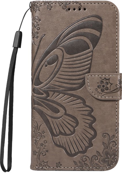 Xiaomi Redmi Note 14 4g (163.25X76.55X8.16MM) Kılıf Desenli Pu Deri Folyo Flip Telefon Kapağı-Gri (Yurt Dışından)