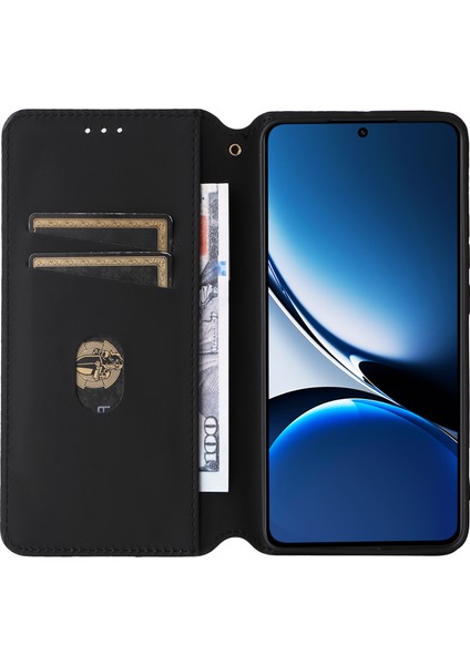 Xiaomi Poco X7 Pro 5g/redmi Turbo 4 5g Eşkenar Dörtgen Baskılı Deri Telefon Kapağı-Balck Için (Yurt Dışından)