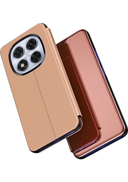 Xiaomi Redmi Için Not 14 Pro 5g/poco X7 5g Kılıf Görünüm Penceresi Standı Deri Çevirme Telefon Kapağı-Gül Altın (Yurt Dışından)