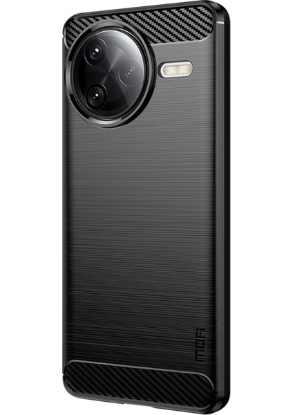 Xiaomi Redmi K80 Pro 5g Arka Kapak Mofı Fırçalanmış Doku Karbon Fiber Yumuşak Tpu Kılıf-Siyah (Yurt Dışından)