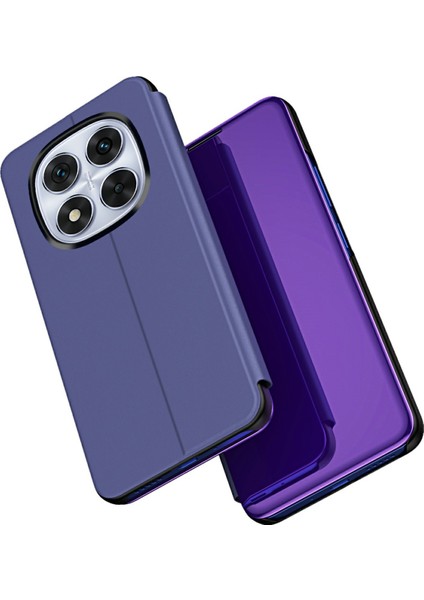 Xiaomi Redmi Için Not 14 Pro 5g/poco X7 5g Kılıf Görünüm Penceresi Standı Deri Çevirme Telefon Kapağı-Mor/mavi (Yurt Dışından)