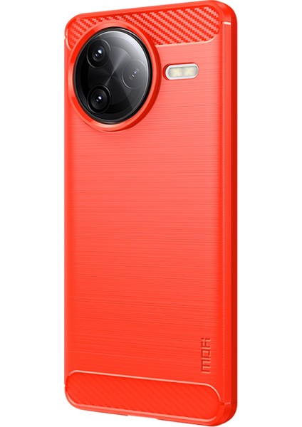 Xiaomi Redmi K80 Pro 5g Arka Kapak Mofı Fırçalanmış Doku Karbon Fiber Yumuşak Tpu Kılıf-Kırmızı (Yurt Dışından)