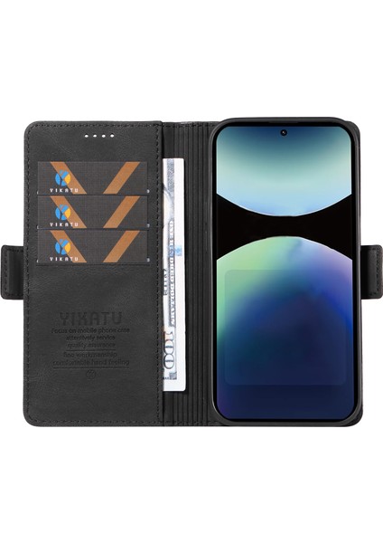 Xiaomi Redmi Için Not 14 Pro 4g Yıkatu YK-005 Cilt Dokunma Duygusu Cüzdan Telefon Kapağı-Balck (Yurt Dışından)