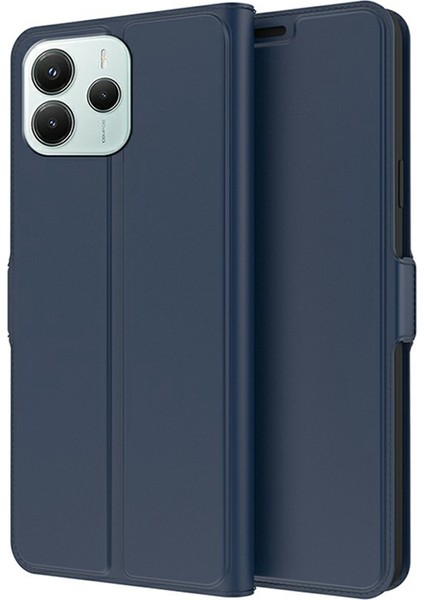Xiaomi Redmi Için Not 14 4g (163.25X76.55X8.16MM) Kılıf Darbeye Dayanıklı Tpu Iç Kabuk Deri Kart Yuvası-Mavi (Yurt Dışından)