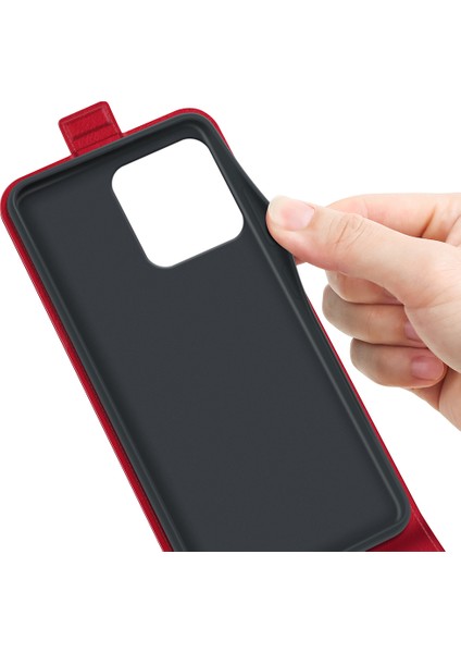Xiaomi Redmi Note 14 4g (163.25X76.55X8.16MM) Kart Yuvalı Kılıf Dikey Çevirme Deri Telefon Kapağı-Kırmızı (Yurt Dışından)