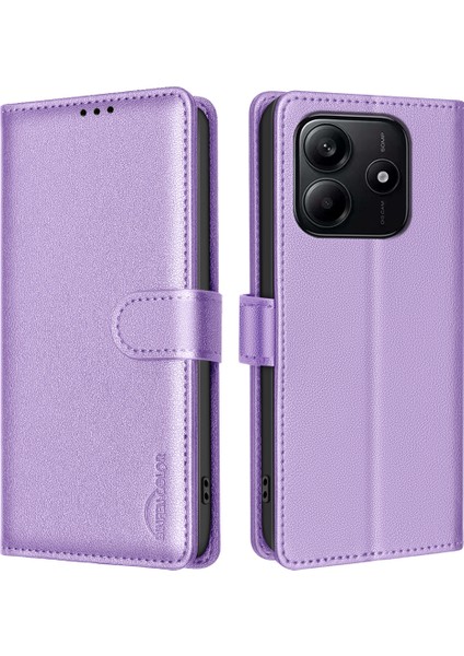 Xiaomi Redmi Note 14 4g (163.25X76.55X8.16MM) Cüzdan Rfıd Engelleme Telefon Kapağı-Mor (Yurt Dışından)