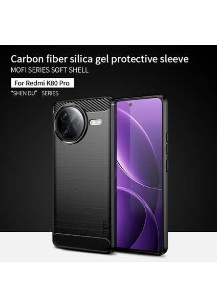Xiaomi Redmi K80 Pro 5g Arka Kapak Mofı Fırçalanmış Doku Karbon Fiber Yumuşak Tpu Kılıf-Siyah (Yurt Dışından) fiyatları