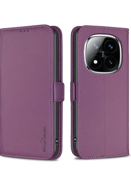 Xiaomi Redmi Note 14 Pro 4g Kılıf Pu Deri Flip Folio Telefon Cüzdan Kapağı-Koyu Mor (Yurt Dışından)