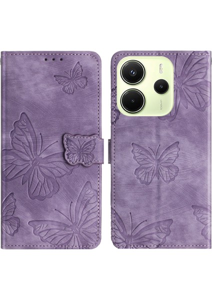 Xiaomi Redmi Note 14 4g (163.25X76.55X8.16MM) Kılıf Tasarım Flip Cüzdan Deri Ten-Dokunmatik-Mor (Yurt Dışından)