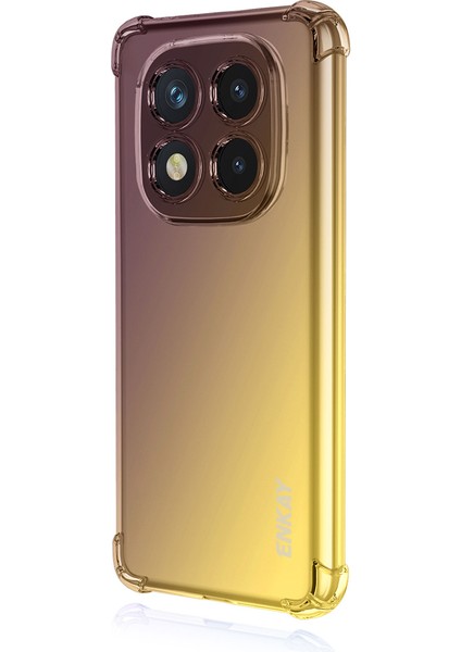 Xiaomi Redmi Için Not 14 Pro + 5g Kılıf Gradyan Serisi Kalınlaşmış Dört Köşe Anti-Drop Tpu Telefon Kapağı-Siyah/altın (Yurt Dışından)