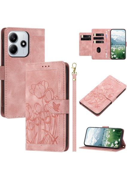 Xiaomi Redmi Note 14 5g Lale 5 Kart Yuvalı Cüzdan-Pembe (Yurt Dışından)