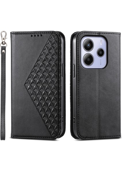 Xiaomi Redmi Note 14 4g (163.25X76.55X8.16MM) Kılıf Buzağı Dokulu Pu Deri Cüzdan-Balck Için (Yurt Dışından)