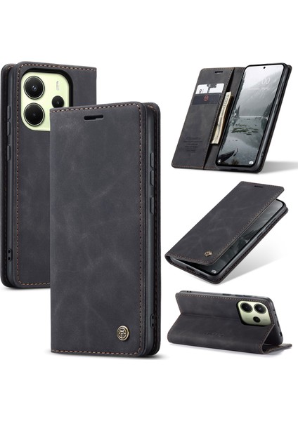 Xiaomi Redmi Için Not 14 4g (163.25X76.55X8.16MM) Caseme 013 Serisi Pu Deri Stand-Balck (Yurt Dışından)