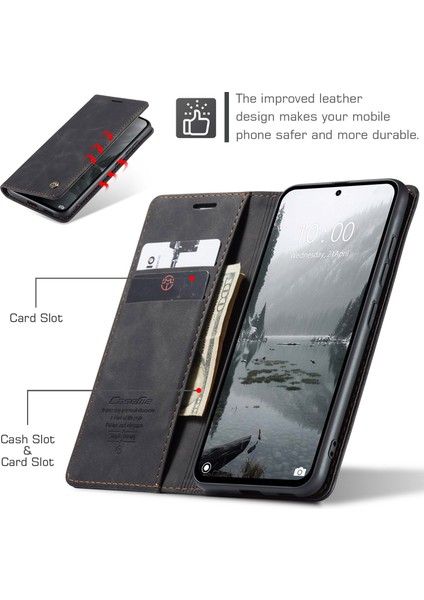 Xiaomi Redmi Için Not 14 4g (163.25X76.55X8.16MM) Caseme 013 Serisi Pu Deri Stand-Balck (Yurt Dışından) fırsatları